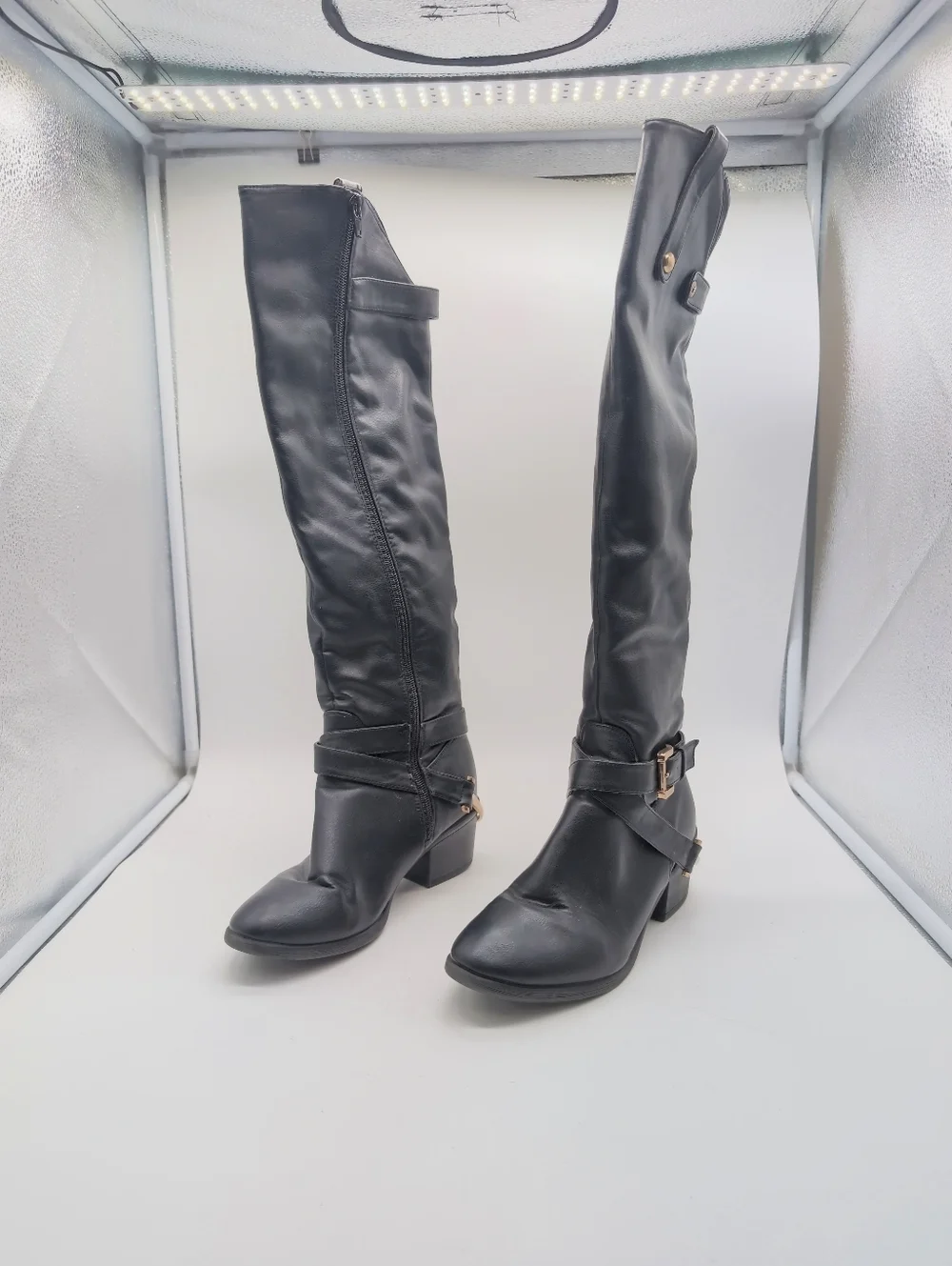 OM Olivia Miller Sz 7 Black Over-the-Knee Women's Riding Boots